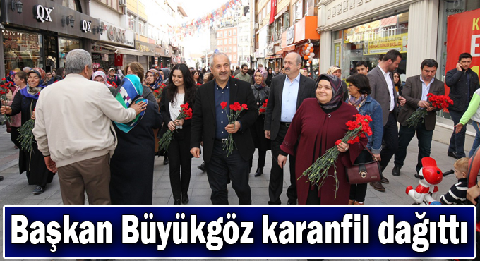 Başkan Büyükgöz karanfil dağıttı