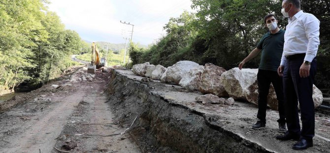 Başkan Büyükakın, heyelan bölgesinde inceleme yaptı