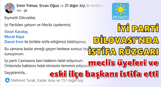 İYİ Parti Dilovası'nda istifa rüzgarı! Meclis üyeleri hep birlikte istifa etti...