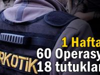 1 haftada 60 operasyonda 18 kişi tutuklandı