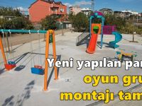 Yeni yapılan parkın oyun grubu montajı tamam