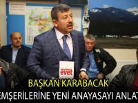 Karabacak hemşerilerine yeni anayasayı anlattı.