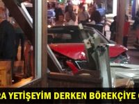 Otomobil börekçi dükkanına girdi