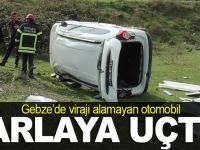 Virajı alamayan araç tarlaya uçtu: 1 yaralı