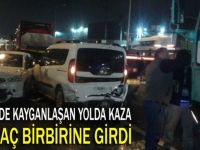 Kayganlaşan yolda 8 araç birbirine girdi!