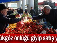 Büyükgöz önlüğü giyip satış yaptı