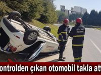 Kontrolden çıkan otomobil takla attı!