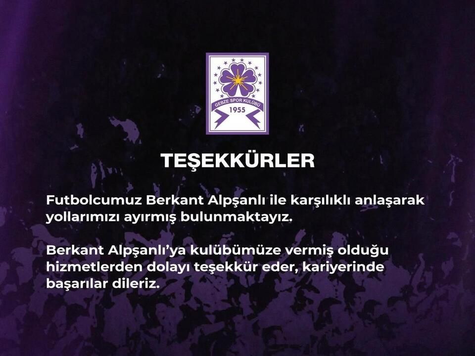 Gebzespor’da Berkant Alpşanlı ile Ayrılık
