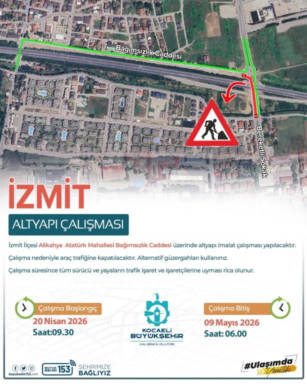 İzmit’te Bağımsızlık Caddesi trafiğe kapatıldı