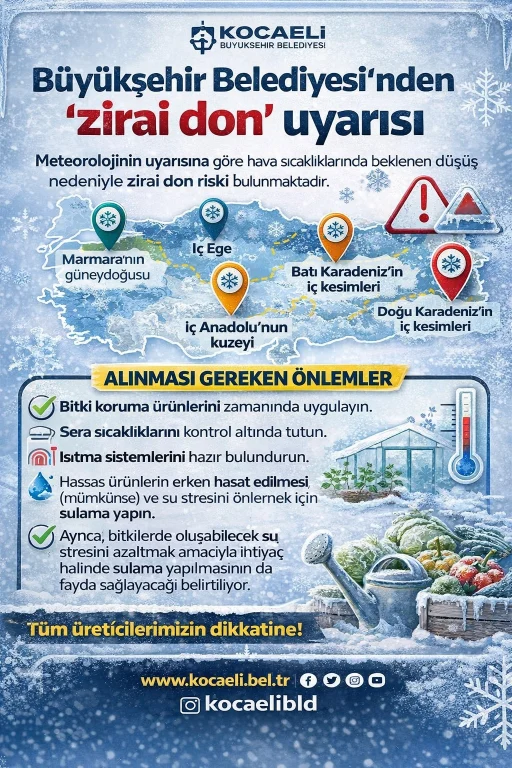 Büyükşehir’den Kocaelili üreticilere zirai don uyarısı