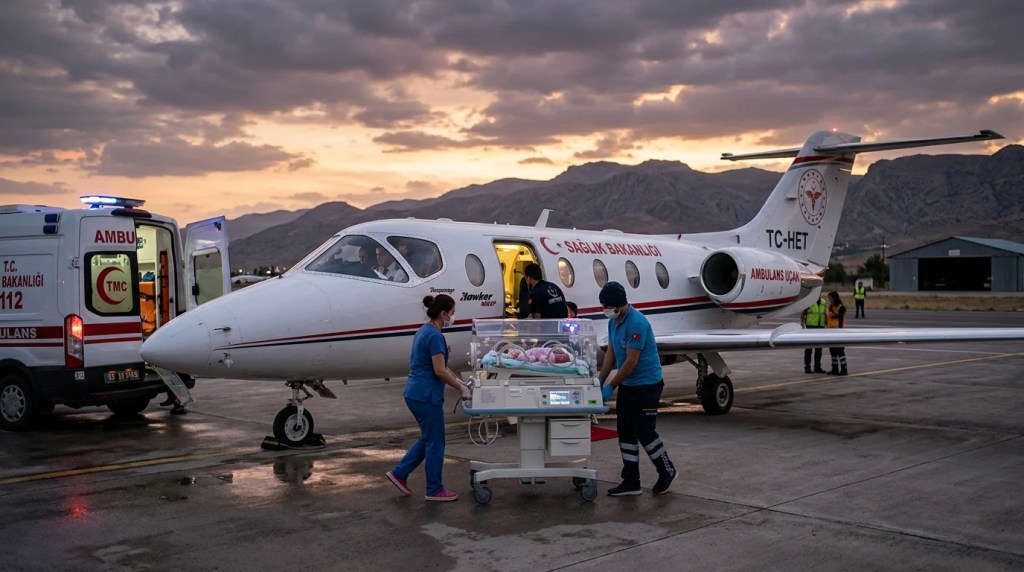 2 günlük bebek ambulans uçakla sevk edildi