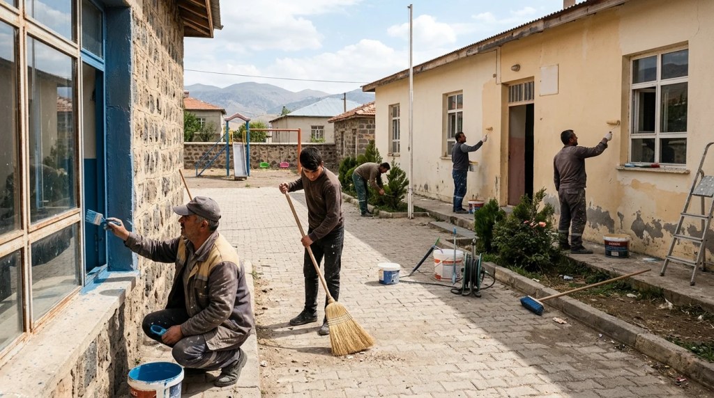Yükümlüler 6 ildeki okulları eğitime hazırladı