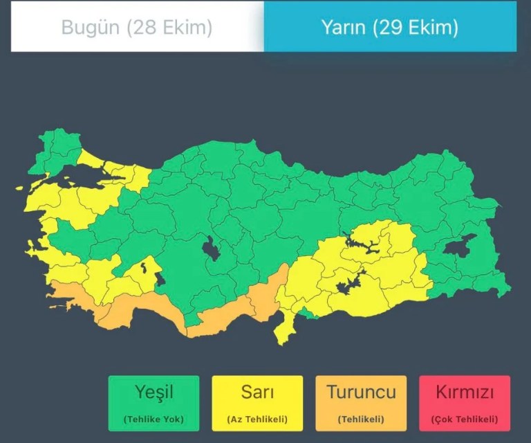 Kocaeli için sarı kodlu sağanak uyarısı