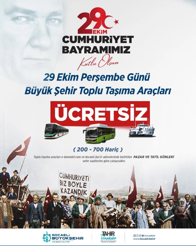 Kocaeli'de bayramda toplu ulaşım ücretsiz