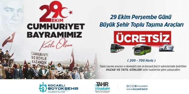 Kocaeli’de bayramda toplu ulaşım ücretsiz