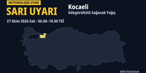 Meteoroloji’den Kocaeli için sarı uyarı: gökgürültülü sağanak yağış